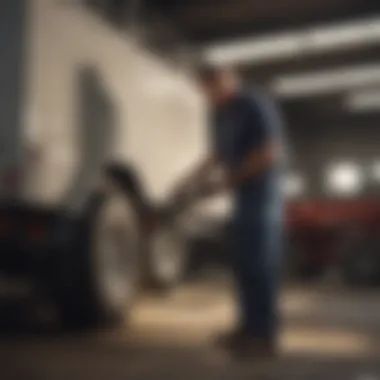 A mechanic inspecting a Timpte trailer, emphasizing maintenance.