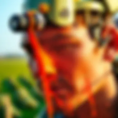 Close-up of spray indicator dye application