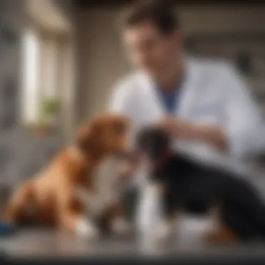 Veterinary Care in Action Veterinarian examining a pet dog
