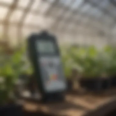 Vapor Pressure Deficit Meter in Action VPD meter displaying data in a greenhouse