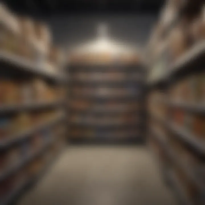 A local food bank shelf stocked with various goods