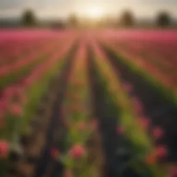 A vibrant field of blooming crops showcasing sustainable agriculture practices