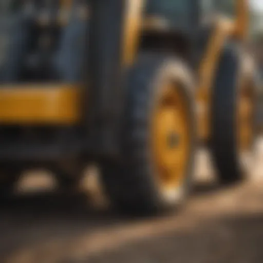 Detailed view of Yale forklift forks showcasing material quality and design features