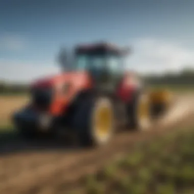 Yanmar tractor demonstrating front end loader capabilities in a field