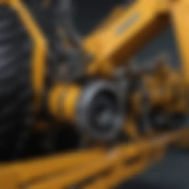 Close-up of Yanmar tractor's front end loader mechanism