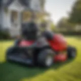 A close-up view of a Yard Machine bagger on a lawn mower