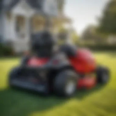 A close-up view of a Yard Machine bagger on a lawn mower