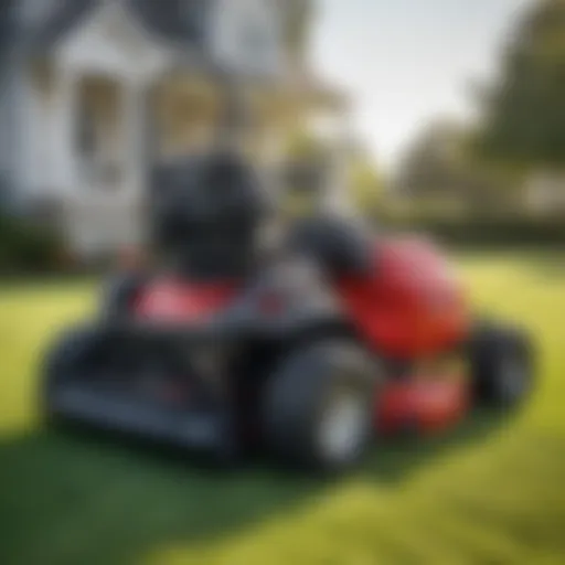 A close-up view of a Yard Machine bagger on a lawn mower
